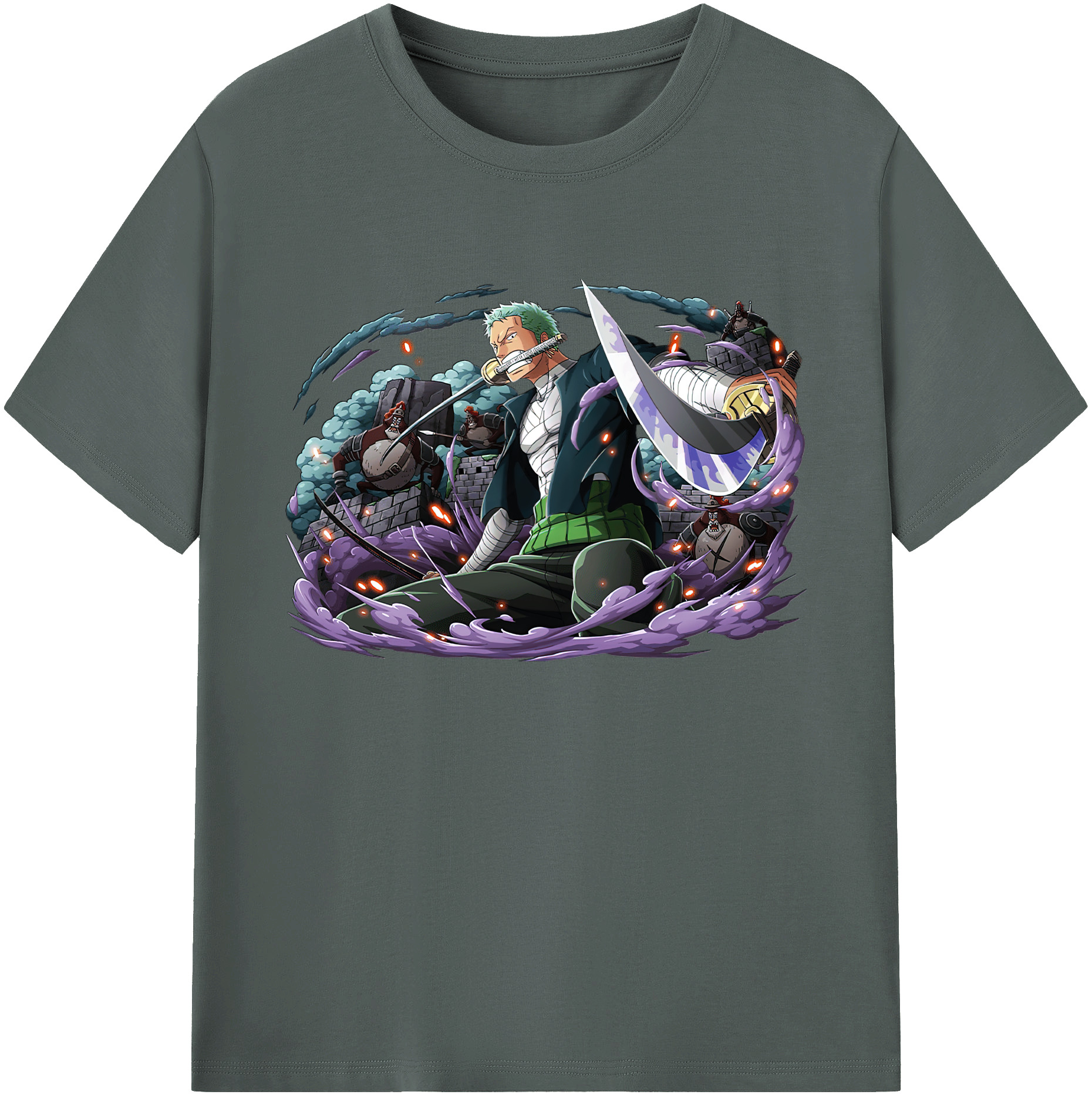 ワンピース ロロノア・ゾロ ONE PIECE Roronoa Zoro 綿100％ メンズ半袖Tシャツ｜肌触りやわらか＆通気性